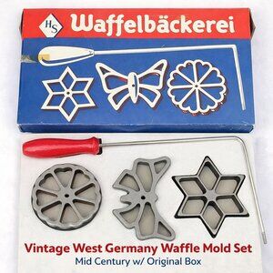 VTG West Germany Waffelbäckerei Waffle Mold Set w/ Box – Mid Century Pastry Iron